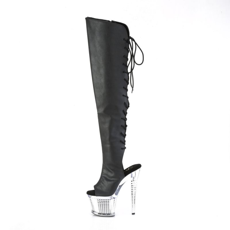 Pleaser Spectator-3019 Faxur Leather Hoge Hakken Dames Zwart | BELGIE BEVKDURI