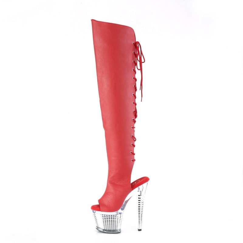 Pleaser Spectator-3019 Vegan Leather Hoge Hakken Dames Rood | BELGIE BEHOVJKY