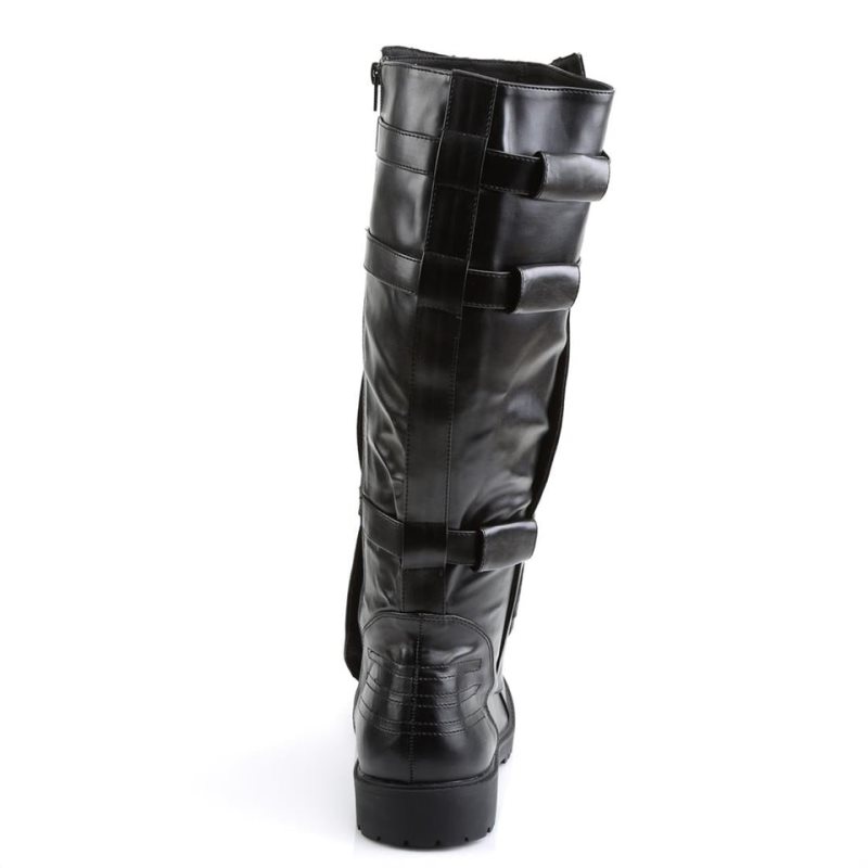 Pleaser Walker-130 Vegan Leather Knie Laarzen Heren Zwart | BELGIE BEPESFCX